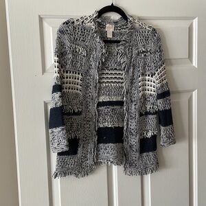 Chico's Black and Gray Textured Cardigan